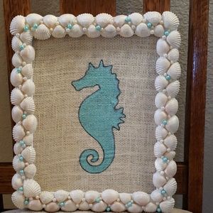 Beach decor, seashell frame